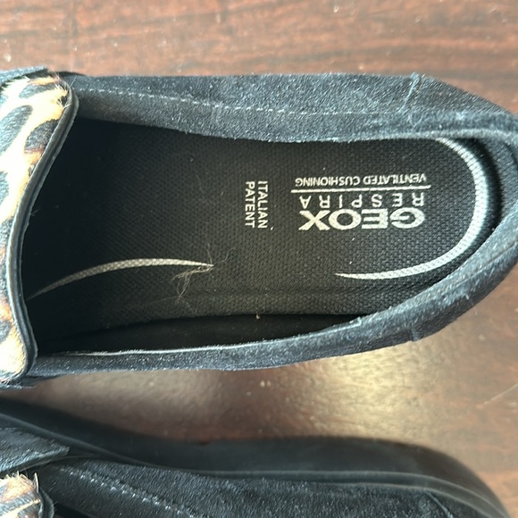 NWOT GEOX Black Suede Leopard Loafer. - Picture 6 of 7